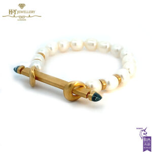 Ananya Chakra Bead Wristwear Yellow Gold Blue Topaz Bead & Pearl - 1.25ct-17331