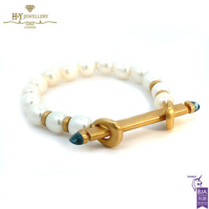 Ananya Chakra Bead Wristwear Yellow Gold Blue Topaz Bead & Pearl - 1.25ct-17330