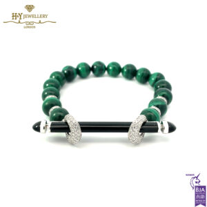 Ananya Chakra Bead Wristwear White Gold Black Onyx & Diamond & Malachite - 1.23ct-0