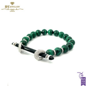 Ananya Chakra Bead Wristwear White Gold Black Onyx & Diamond & Malachite - 1.23ct-16581