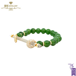 Ananya Chakra Bead Wristwear Yellow Gold Crystal Quartz & Diamond Bead - Nephrite - 1.25ct-16584