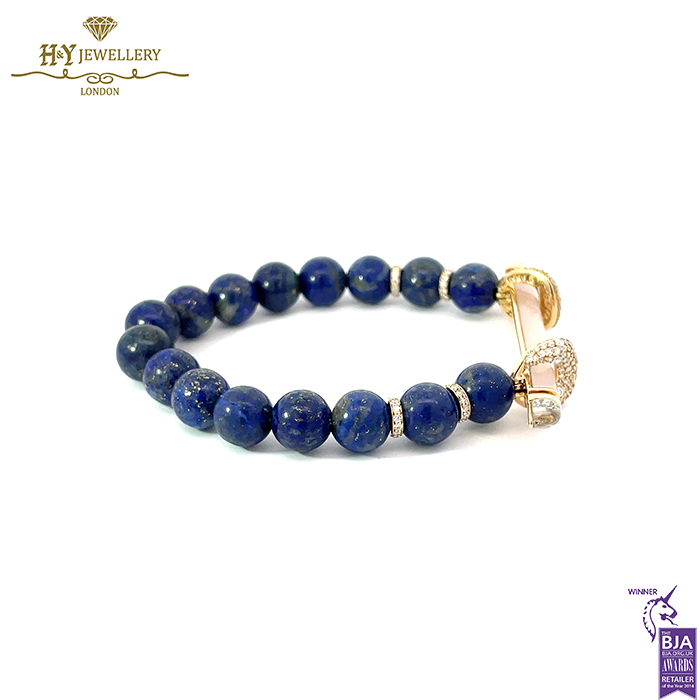 Ananya Chakra Bead Wristwear Rose Gold Crystal Quartz, Rose Quartz, Bead, Lapis & Diamond - 1.28ct-16586