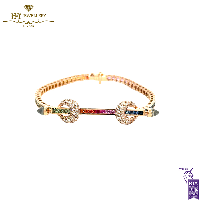Ananya Chakra Tennis Wristwear Rose Gold, Sapphire, Diamond & Crystal - 0.85ct-0