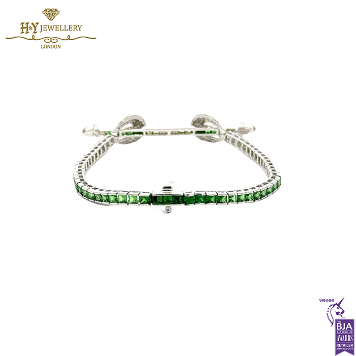 Ananya Chakra Tennis Ombré Wristwear White Gold , Tsavorite, Peridot, Crystal Quartz & Diamond - 1.62ct-16595