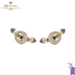 Ananya Chakra Bar Earring Rose Gold Diamond Emerald & Crystal Quartz - 2.44ct-0