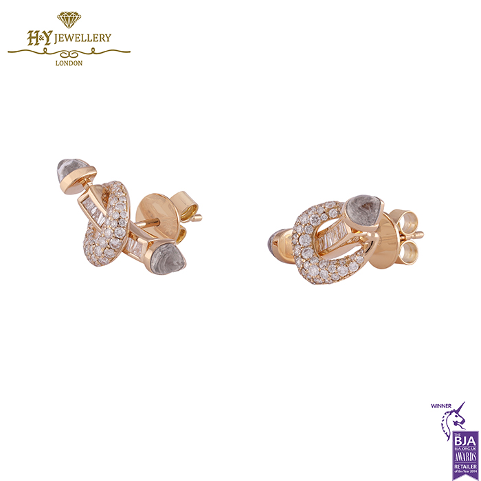 Ananya Chakra Bar Earring Yellow Gold Diamond & Crystal Quartz - 1.03ct-16575