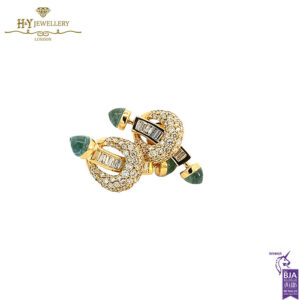 Ananya Chakra Bar Earring Yellow Gold Diamond & Blue Topaz - 2.60ct-17340