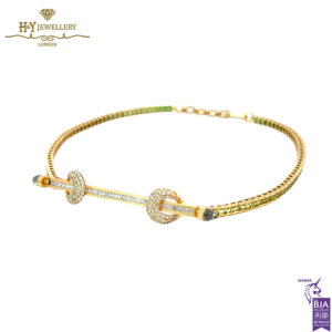 Ananya Chakra Ombré Tennis Necklace Yellow Gold, Crystal Quartz, Peridots, Tsavorites & Diamond - 2.29ct-16633