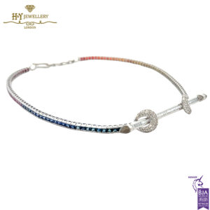 Ananya Chakra Tennis Necklace White Gold, Sapphire, Crystal Quartz & Diamond - 1.86ct-16636