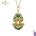 Fabergr *007 Special Edition Yellow Gold & Green Guilloche Enamel Octopussy Egg Surprise Locket -0