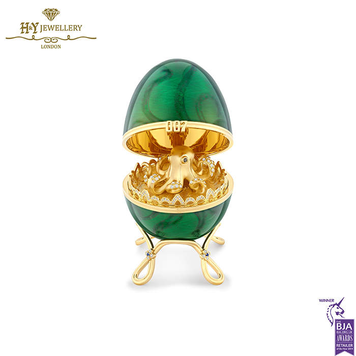 Fabergé x 007 Limited Edition Yellow Gold & Green Guilloché Enamel Octopussy Egg Objet-0