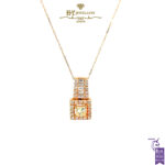 Yellow Gold Pendant Princess Cut & Baguette Cut Diamond - 0.87ct-0