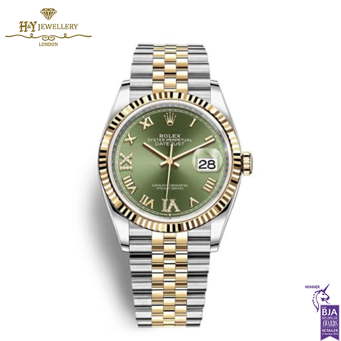 Rolex Datejust Oyster Steel & Yellow Gold Olive Green Dial - ref 126233-0
