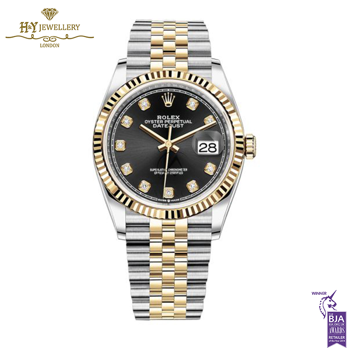 Rolex Datejust Oyster Steel & Yellow Gold Bright Black Dial - ref 126233-0