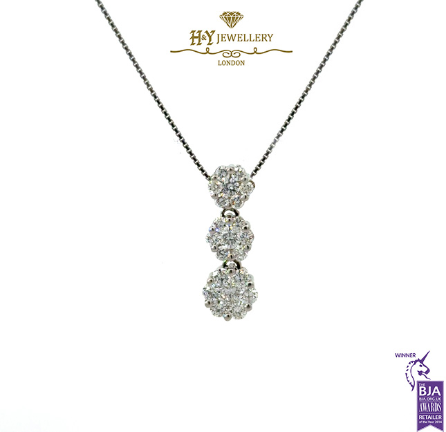 White Gold Brilliant Cut Diamond Pendant - 1.00ct-0