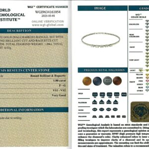 White Gold Brilliant Cut & Baguette Cut Diamond Bangle - 1.00ct-17201