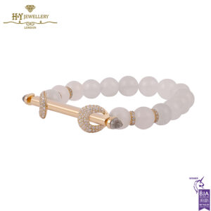 Ananya Chakra Bar Wristwear Rose Gold Crystal Quartz & Diamond Bead Moonstone - 1.21ct-16735