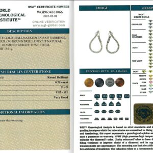 White Gold Brilliant Cut Diamond Earrings - 0.75ct-17219