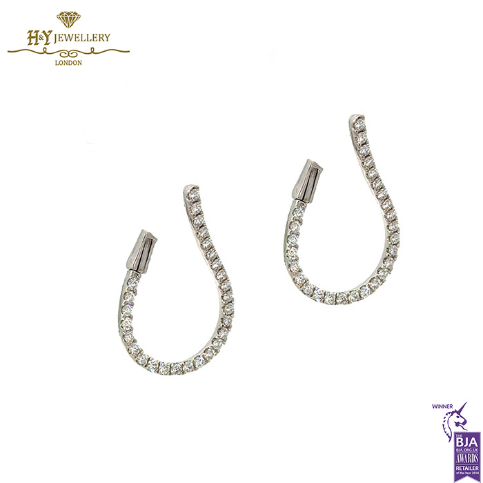 White Gold Brilliant Cut Diamond Earrings - 0.75ct-16856