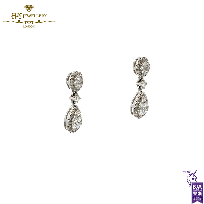White Gold Brilliant Cut Diamond Earrings - 0.80ct-16858