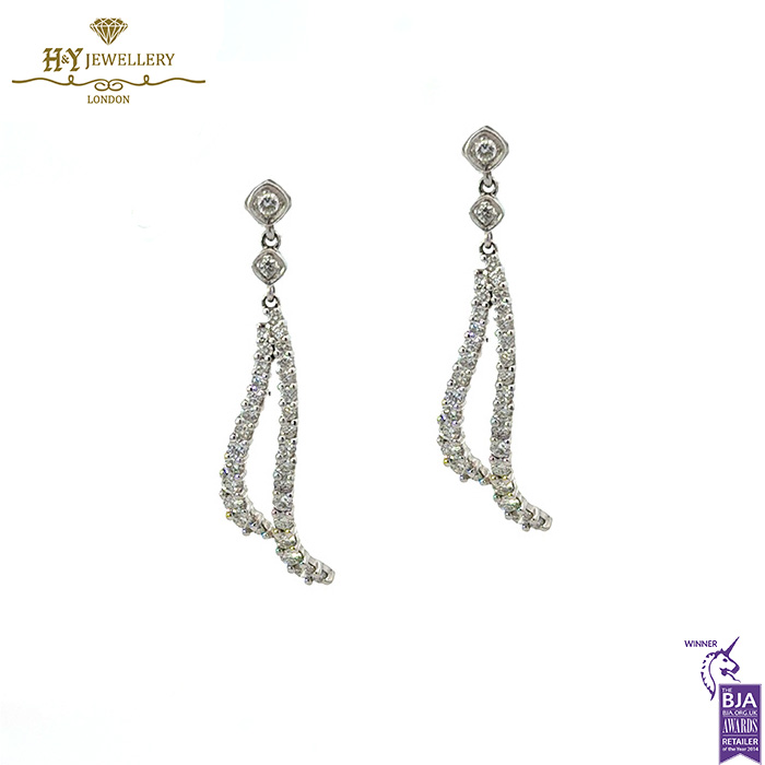 White Gold Brilliant Cut Diamond Earrings - 1.80ct-0