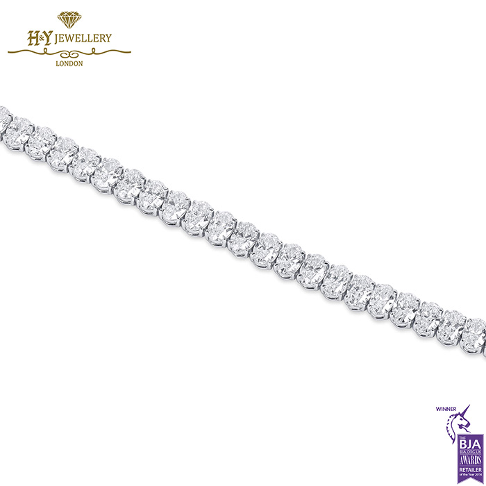 White Gold Oval Cut Diamond Tennis Bracelet - 11.53ct-16822