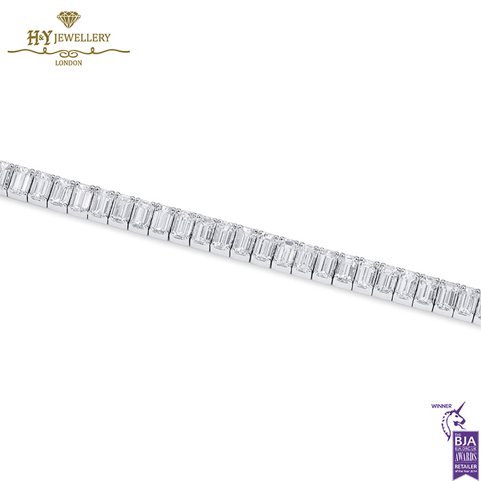 White Gold Emerald Cut Diamond Tennis Bracelet - 6.83ct-16826