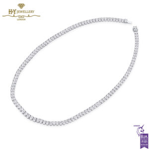 White Gold Oval Cut Diamond Tennis Necklace - 24.86ct-16834