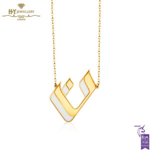 Letter ( ن ) Arabic 3D Enamel Necklace Yellow Gold-0