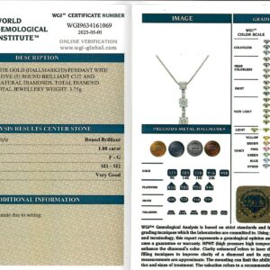 White Gold Round Cut Diamond & Baguette Cut Diamond Pendant - 1.00ct-17204