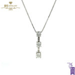 White Gold Round Cut Diamond & Baguette Cut Diamond Pendant - 1.00ct-0