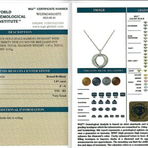 White Gold Round Brilliant Cut Diamond Pendant - 1.07ct-17207