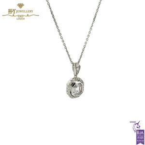 White Gold Pendant Round & Baguette Cut - 0.56ct-16791