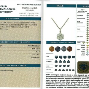 White Gold Round Brilliant Cut Diamond Pendant - 1.09ct-17213