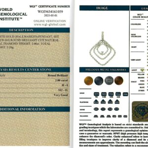 White Gold Round Brilliant Cut Diamond Pendant - 2.00ct-17216