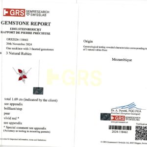 White Gold Pear Cut Ruby & Mix Cut Diamond Pendant - 3.07ct-17460