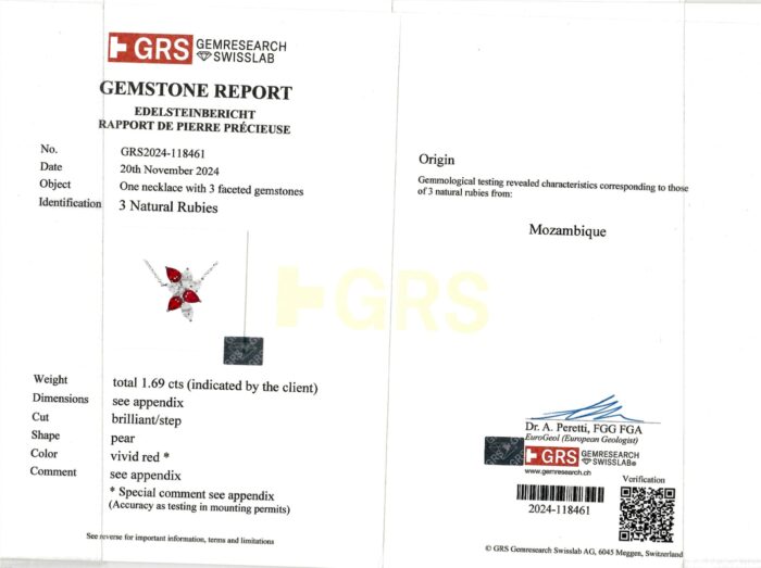 White Gold Pear Cut Ruby & Mix Cut Diamond Pendant - 3.07ct-17460