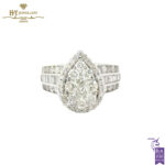 White Gold Brilliant Cut Diamond & Tapered Baguette Cut Diamond Ring - 2.00ct-0