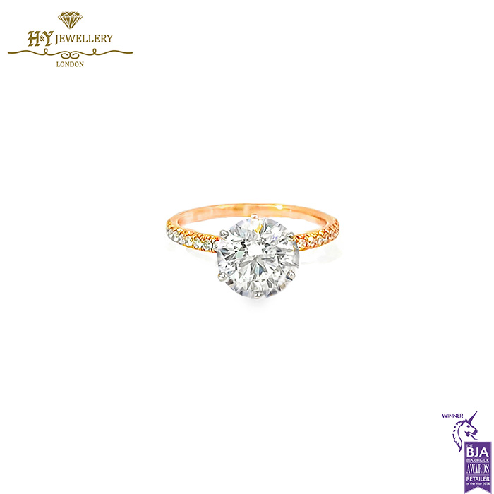 Rose Gold Round Cut Diamond Ring - 2.02ct-16882