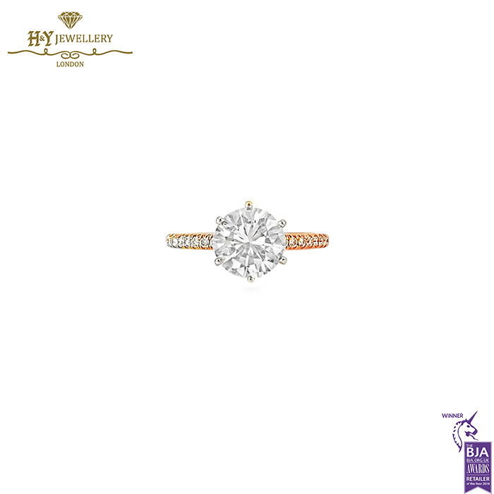 Rose Gold Round Cut Diamond Ring - 2.02ct-0