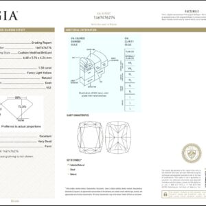 White Gold Cushion Cut Fancy Yellow & Mix Cut Diamond Ring - 2.56ct-17294