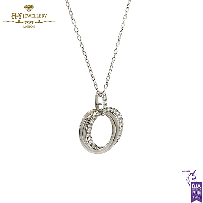 White Gold Round Brilliant Cut Diamond Pendant - 1.07ct-16750