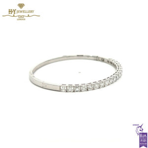 White Gold Asscher Cut Diamond Bangle - 4.75ct-16761