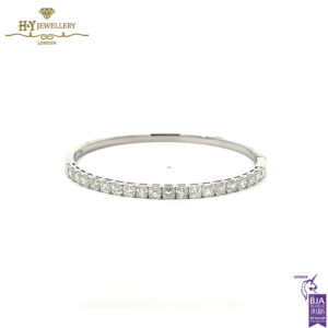 White Gold Asscher Cut Diamond Bangle - 4.75ct-0