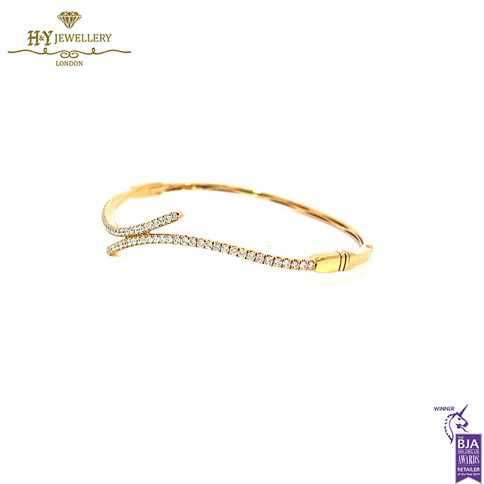 Yellow Gold Round Brilliant Cut Diamond Bangle - 1.50ct-16758