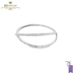 White Gold X Design Pave Diamond Bangle - 2.26ct-16958