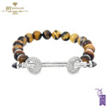 Ananya Chakra Baguette Wristwear White Gold & Black Onyx & Diamond Bar with Tigersn Eye Beads - 2.98ct-0