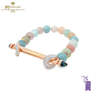 Ananya Chakra Solid Gold Wristwear Rose Gold Diamond Bar & Crystal Quartz Chakra - 1.14ct-17061
