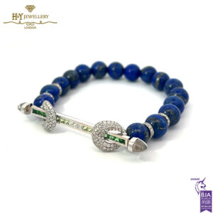 Ananya Chakra Ombre Baguette Wristwear White Gold Bar Tsavorite Peridot Crystal Quartz & Diamond Bead Lapis - 1.42ct-17055