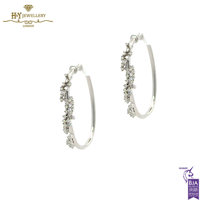 Scatter Small Hoops Earrings White Gold Diamond - 0.70ct-17024